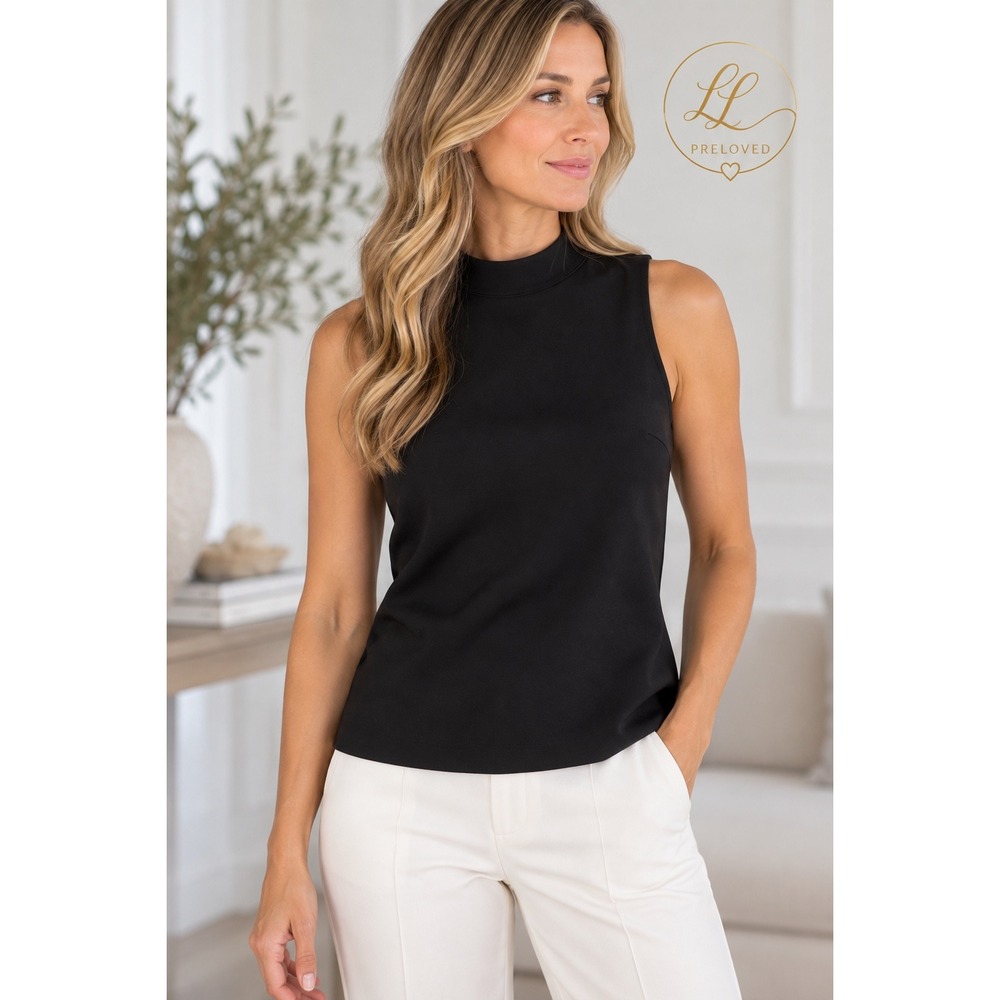 Prada Sleeveless Top Womens 46 Black Italian Tailored Minimalist Quiet Luxury